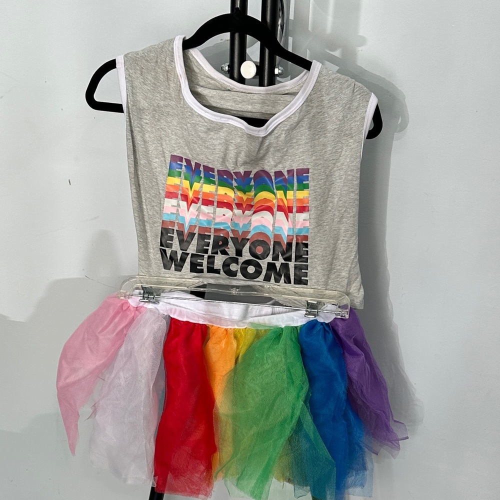 XL Dog Pride - Crop Top and Rainbow Tutu Set